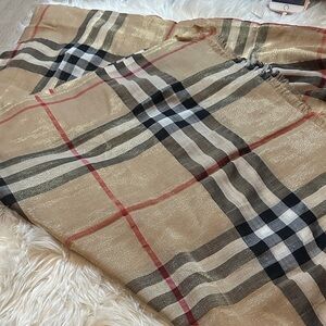 AUTHENTIC Burberry sheer Beige and Black Plaid Scarf